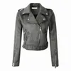 Wyprzedaż damska kurtka ze sztucznej skóry Stud/nit Moto Biker płaszcze z suwakiem Chaqueta Blazer Pu Jaqueta Couro Rock Cuir Femme Casaco1