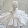 New Fashion Beaded Bow Baby Girl Dress Princess Fluffy Tulle Infant Clothes Baby Girls Baptism Christening 1st Birthday Gown Q1223