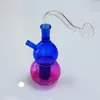 3.5 inch Height Colorful gourd Shaped Glass Smoking Water bongs Curved Oil Rig Pipe 14mm Tobacco Bowl with Thick Clear Glass Burner Bubbler pipes Red Blue Color