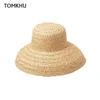 Tomkhu Nowa ręka zrobiona letnie czapki dla kobiet rafia słomka słone słonkowe czapka lady dziewczęta panama plażowa fopy żeńskie haty podróży Y200714