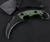 Hoge kwaliteit vaste mes Karambit Outdoor Tactical Claw Mes D2 Satijn Blade Volledige Tang G10 Handvat met lederen schede