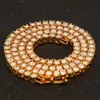 Nowy moda urok biżuterii biżuteria Choker Bling mrożony bijoux dhinestones Naszyjnik 3 mm 4 mm szerokość srebrne różowe złoto złoto 1 rzędowy tenis 303f