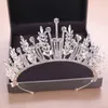 KMVEXO Barocco di lusso da sposa in cristallo foglia corone principessa regina spettacolo prom perla velo diademi fascia accessori per capelli da sposa T2874