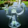 Slitted Donut Perc Klein Hookahs Showerhead Perc Glass Bong Glow in the dark Ball Dab Rigs Water Pipes Oil Rig XL-341