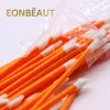 200 Stücke Orange Einweg -Wimpernverlängerung Werkzeuge Lippenbürsten Baumwoll -Tupfer Peitsche saubere Pinsel Individuum Gloss Wand Beauty Shop7258414