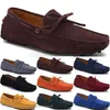 2092 Neue Mode Herren Freizeitschuhe Leder Britischer Stil Frühling Paar Echte Erbsen Peeling Männer Fahren Fauler Mann Überschuhe Outdoor Bequem Atmungsaktiv Schwarz Gelb