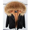 100％Real Raccoon Fur Collar Women Jacket Camouflage Black Parkas Cotton Faux Fux Lining Coat Jacket 201126