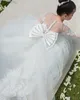 Leuke 2022 Lace Flower Girl-jurk Bows Children's First Communion Dress Princess Tulle Ball Jurk Wedding Party Jurk 2-14 jaar FS9780 B0120