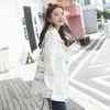 Cotton White Harajuku Doodle Autumn Jacket Coat Casual Letter Floral Print Long Sleeve Denim Couple Tops C07508B 201029