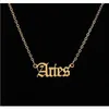 Collana personalizzata con lettera zodiacale Collane con costellazione Collana personalizzata in acciaio inossidabile antico inglese Regali di gioielli di compleanno Ycufb