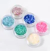 Lot von 6 Farben mischten Farben-Funkeln-Shell-Chips Pulver Nail Art Flakes Maniküre 3D DIY Dekoration-Nagel-Abziehbilder Tipps