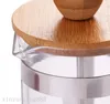 Potenciômetro de aço inoxidável do café da imprensa de 350 ml com tampa de bambu e lidar com chaleiras de vidro portáteis duráveis