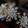Luxury Crystal Snowflake Hairband Floral Bridal Tiaras Barock Crown Pageant Diadem Headband Bröllop Hår Tillbehör 220218