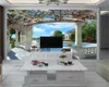 3d Paisagem Wallpaper Pool Garden Villa 3d Papel de parede Romântica Flor Decorativa de Seda 3D Papel de parede mural 3D