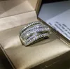 2020 Nya lyxsmycken 925 Sterling Silver Pave White Sapphire CZ Diamond Gemstones Women Wedding Band Cross Ring för LO319W