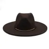 Autumn Winter Simple British Style Wool 9cm Wide Brim Big Ladies Hat Solid Classic Fedoras Cap Men Women Panama Jazz Hat3805325