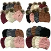 Söt ny criss cross skull cap kvinnor flicka vinter stickade hattar ponytail beanie avtagbar pompom hatt knit cross cap 36 stilar