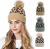 groothandel luipaard vrouwelijke hoeden gebreide beanie hoed herfst winter warm wollen hoed meisjes vrouwen haak warme hoed voor volwassene