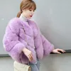 Inverno Vintage Floffy Faux Pele Casaco Mulheres Curto Furry Warm Fur Winter Outerwear Rosa Casaco Casual Party Overcoat 201212
