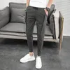 Korean Summer Pants Men Fashion Design Slim Fit Men Harem Pants Ankle Length Solid All Match Hip Hop Joggers Trousers Men 220311