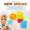 Baby Grasp Toy Silicone Blocks Touch Hand Soft Balls Baby Massage Rubber Teethers Squeeze Bath Ball Toys Early Educational LJ201124