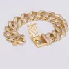 Роскошный дизайнер ювелирные изделия Мужские браслеты Cuban Link Chain Bractele 19 мм льдом из алмазного тенниса любовь браслет хип-хоп шарм золотой серебряный
