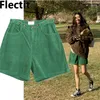 Flectit Bermuda shorts kvinnor hög midja bred ben överdimensionerad corduroy student flicka casual kläder 220307