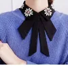 Imitation diamantp￤rlor lapel falsk krage svart bowtie halsband choker knappar y5gc imitation jllafa