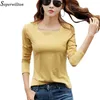 T-shirt à manches longues dames femmes t-shirt rayé coton mode automne col carré décontracté hauts femme jaune noir G50 201125
