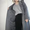 UK Frühling Neues Design Frauen Einfache Wolle Maxi Langer Mantel Robe Slim Fit Mantel Lässiger Mantel mit Gürtel Grau 201216