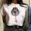 여성용 티셔츠 여성 패션 프린트 캐주얼 하라주쿠 streetwear T 셔츠 화이트 짧은 소매 탑 티셔츠