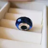 2 pezzi in argento sterling 925 con vetro di Murano blu affascinante iridescenza sfaccettata perline adatte gioielli stile Pandora bracciali con ciondoli collana