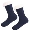 Damen-Slipper-Socken, Häkelstrick-Socken, dicke Fleece-Plüsch-Knöchel-gefütterte Socken, rutschfeste Kaschmirstrümpfe, Regen-Schneestiefel, Bodensocken E121506