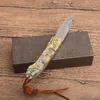 Ny 6.7 "Damascus Pocket Folding Knife Damascus Steel Blade Abalone Shell Handle EDC Gift Knives With Nylon Bag