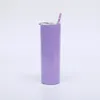 20oz Skinny Mugs Tumbler Stainless Steel Straw Cup Vacuum Straight Cups Beer Coffee Water Bottle HH9-3735