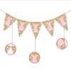 Easter Flag Linen Triangular Hanging Banner Colored Rabbit Carrots Pull Flags Home Decor Layout Easter Decorations Party Decoration ZYY217