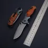Brun x50 snabböppning taktisk vikkniv grå titaniun blad stål + trähandtag camping knivar wtih detaljhandel papperslåda