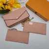 Fashion top quality lady purse designer three-piece luxury leather interior compartment card money letter flower pattern with box