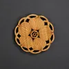 Naturalny bambusowy stołowy Mata Cup Coaster Tea Cup Pad Retro Lotus Rzeźba Ekologiczne Round Heal Isolation Akcesoria