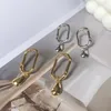 Boucles d'oreilles pendantes en cuivre plaqué or 18 carats pour femmes de style rétro INS de conception originale