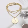 Luxusmarke Designer Doppelbrief Anhänger Halsketten 18 Karat vergoldet Crysatl Strass Halsband Newklace Pullover Kette Frauen Weddi217A