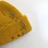 Fashion Autumn Ring Pin Street Knitting Beanie Hat Unisex Adult beggar Hole beanies Hats Hip Hop Elastic Warm Skullies Cap5279949