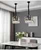 Lampadario moderno nero lampade illuminazione per sala da pranzo cucina di lusso isola lampadari catena di cristallo decorazione della casa lustri cristal