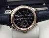 Cristal Relógios Homens Rosa Ouro Automático 2813 Relógio Men's Cellini 50525 Leather 50515 Moonphase Display Crystal Data Lua Lua Preto relógios de pulso