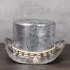 3 Size Women Leather Top Hat Shower Lday Fedora Magic Flat Steampunk Cosplay Pork Pie Party Caps Dropshiping 13cm1