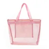 Shopping Bags Sac Main En Maille Transparente Rose Pour Femmes De Plage Bandoulire Simple La Mode Fourre Tout 220303