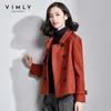 Vimly Sonbahar Kış Zarif Yün Palto Kadınlar Vintage Lapel Çift Kırık Uzun Kollu Kadın Kısa Ceketler 30125 201102