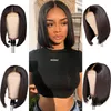 Ishow Rechte 2*6 Zwitserse Lace Front Pruiken Korte Bob Pruik Virgin Menselijk Haar pruiken Braziliaanse Indiase Peruaanse voor Vrouwen Alle Leeftijden 8-14inch Natuurlijke Kleur