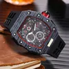 Mens Watches Top Quality Unique Case Wristwatch Small Dial Work Chronograph Quartz Movement Watch for Men Rubber Strap Waterproof Clock