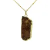 Gioielli di moda Collana con ciondolo da uomo in quarzo di cristallo grezzo giallo Collana con pendente in pietra naturale con punto d'oro Collana druzy per donna